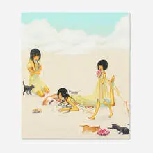 Fuco Ueda, Symbiosis 7 (Cats), 2007, acrylic and shell powder on canvas laid to panel