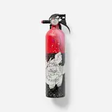 How & Nosm, Untitled, 2014, spraypaint, ink and collage on found fire extinguisher