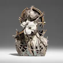 Miniking I by László Fekete, 1993, porcelain, stoneware, sold Apr 2026