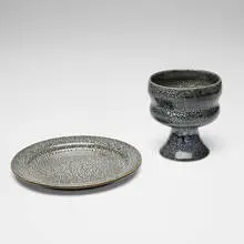 Brother Thomas Bezanson, Chalice and plate, kairagi-glazed porcelain