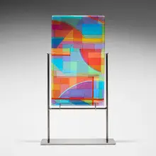 Dorothy Hafner, Silk Road, 2007, multi-layered fused glass, stainless steel