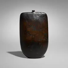 Peter Hayes, Tall Bow Form, 1989, glazed and raku-fired earthenware
