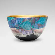 Bennett Bean, Bowl, c. 2000, pit-fired, painted, and gilt earthenware