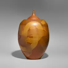 Val Cushing, Large lidded vessel, c. 1990, glazed stoneware