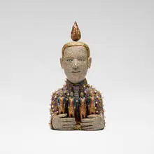 Richard Cleaver, The Favorite, 2007, hand-built and painted earthenware, gold leaf, freshwater pearls, Swarovski crystals