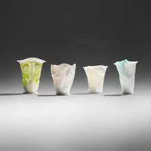 Rudolf Staffel, Light Gatherers, set of four, c. 1990, glazed porcelain, porcelain