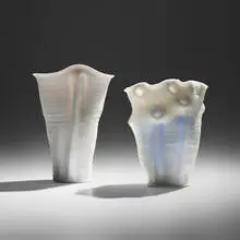 Rudolf Staffel, Light Gatherers, set of two, c. 1990, glazed porcelain, porcelain
