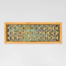 Douglas Ihlenfeld, Brass Screen, 2011, brass-coated steel, oxidized copper, red oak