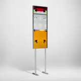 Tom Patti, Spectral Luma II with Orange, Red and Black, 2001, glass, dichroic foil, powder-coated steel