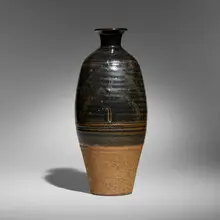 Bernard Leach, Tall vase, c. 1970, tenmoku-glazed stoneware