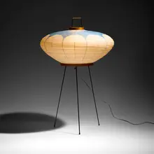 Isamu Noguchi, Akari light sculpture, model 9AD, 1952, washi paper, bamboo, wood, enameled steel, cane