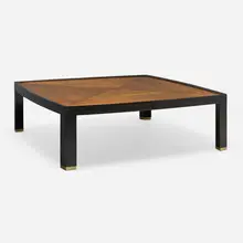 Edward Wormley, Coffee table, 1957-1965, walnut veneer, lacquered walnut, brass