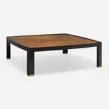 Edward Wormley, Coffee table, 1957-1965, walnut veneer, lacquered walnut, brass