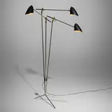 David Weeks, Tripod floor lamp, model 303, aluminum, lacquered aluminum, brass