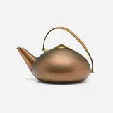 Carl Auböck, Teapot, model 3879, 1950, copper, brass, cane