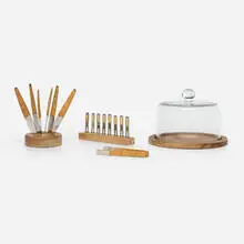 Carl Auböck, Collection of table accessories, c. 1950, glass, wood, stainless steel, cane, cork