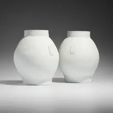 Hella Jongerius, Big White Pots, pair, c. 1997, cast porcelain