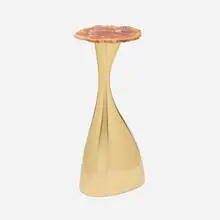 Philippe Hiquily, Occasional table, polished brass-finished steel, petrified wood