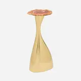 Philippe Hiquily, Occasional table, polished brass-finished steel, petrified wood