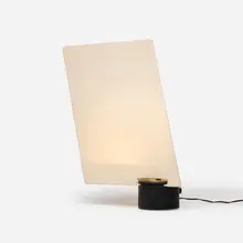 Carla Venosta, Vela table lamp, c. 1975, enameled steel, fabric, aluminum