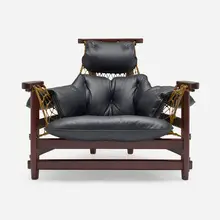 Jean Gillon, Lounge chair, 1968, mahogany, leather upholstery, cord
