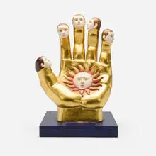 attribution Sergio Bustamante, Untitled (sculpture), gold leaf, painted fiberglass