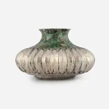 Los Castillo, Vase, c. 1980, silver-plated metal, hardstone inlay