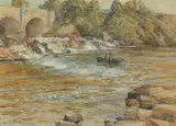 Fishing Below Muccombes Falls by Samuel John Lamorna Birch, Ra, Rws, Rwa, watercolour, offered Oct 2018