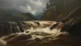 Scottish School, A River in Spate, oil on canvas