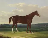 William Garland, A chestnut horse in a landscape, oil on canvas