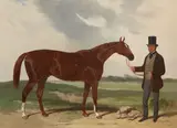 Harry Hall, Horse with groom, oil on canvas