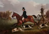John Alfred Wheeler, The Duke of Beaufort riding to hounds, oil on canvas