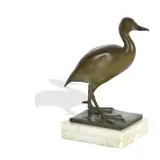 A Mallard duck Adrian Sorrell, Bronze with brown patina, signed 'Sorrell 1/12', modelled standing on base bronze, on a marble stand, with Foundry stamp of Morris Singer, 23.5cm wide, 20cm deep, 31cm high (9in wide, 7 1/2in deep, 12in high)