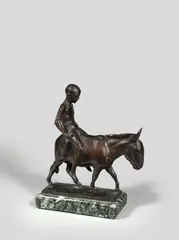 Eselreiter by August Gaul, 1912, Bronze mit dunkelbrauner Patina, auf Marmorsockel montiert, sold Jun 2017