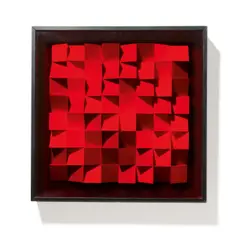 variation by Klaus Staudt, 1973, Polystyrol, transparent rot gefärbtes Acrylglas und Holz, sold Dec 2016