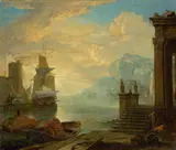 Hendrik van Minderhout, Südlicher Seehafen mit Segelschiffen, Um 1670, Öl auf Leinwand