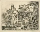 Carl Blechen, Kloster im Walde, 1823, Radierung auf Bütten