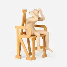 Dirk Staschke, Handmade Figure with Computer Generated Code, 2020, ceramic, maple