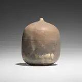 Closed Form (with rattle) by Toshiko Takaezu, c. 2008, glazed earthenware, sold Apr 2026