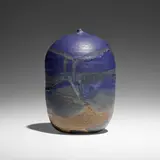 Closed Form (with rattle) by Toshiko Takaezu, c. 1988, glazed porcelain, sold Apr 2026