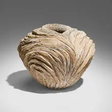 Anne Goldman, River Fall vase, c. 2010, carved stoneware with porcelain slip