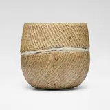 Ani Kasten, Striated Vessel with Porcelain Band, c. 2010, glazed stoneware and porcelain