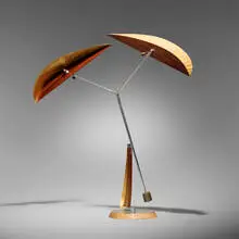Pedro S. de Movellan, Eyebrow, 2000, mahogany, curly maple, aluminum, stainless steel, brass, gold leaf