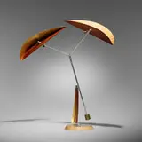 Pedro S. de Movellan, Eyebrow, 2000, mahogany, curly maple, aluminum, stainless steel, brass, gold leaf