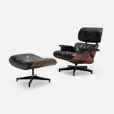 Charles and Ray Eames, 670 lounge chair and 671 ottoman, rosewood plywood, leather upholstery, enameled and brushed aluminum