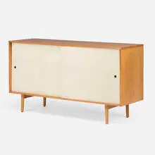 Paul McCobb, Planner Group cabinet, model 1514, c. 1950, maple, grasscloth, aluminum