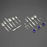 Johan Rohde, Acanthus flatware service, model 180, sterling silver, stainless steel, enamel