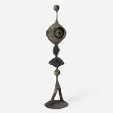 Ocean totem by James Bearden, 2025, bronze, plasma-carved steel with metallic polywash finish, sold Apr 2026