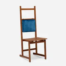 Neri & Hu, Shaker dining chair, model 763, 2015, walnut, mohair upholstery, leather