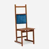 Neri & Hu, Shaker dining chair, model 763, 2015, walnut, mohair upholstery, leather